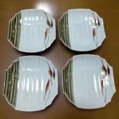 昭和 和食器 皿 4枚セット 竹柄 金彩