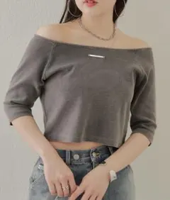 【値下げ】Chico【2way】5分袖ピグメントオフショルリブT