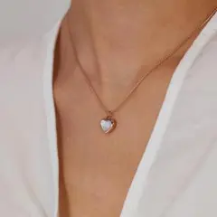 ハート型ペンダント ネックレス ステンレス ピンクゴールド　 N-091