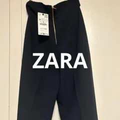 ZARA パンツ　ハイウェスト　ファスナーパンツ　ネイビー　未使用　トールサイズ
