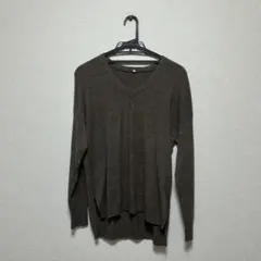ブラウン Vネック セーター ウール ヤク
