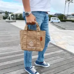 スタバで目立つ⭐︎LUSSO SURF ヤシの木マルチポケットトートバッグベージュ