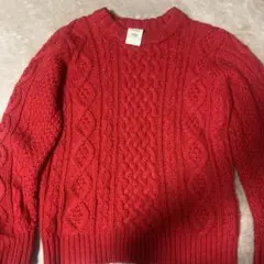 レッド ケーブル編み ニットセーター 長袖　CIAOPANIC