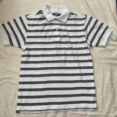 UNIQLOドライポロシャツ M ストライプ 白グレー