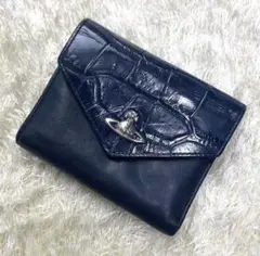 ヴィヴィアンウエストウッド 三つ折り財布 クロコ型押し ネイビー　最終値下げ