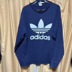 メンズ　adidas ネイビー 長袖カットソー アメリカLサイズ　古着