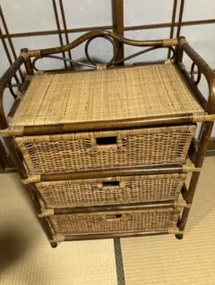 ラタン 籐 棚 チェスト 3段 棚板付 W39cm D29.5cm H99cm - メルカリ