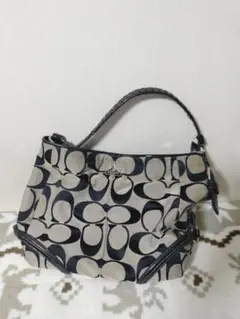 COACH コーチ シグネチャー柄 ハンドバッグ ブラック
