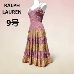 RALPH LAUREN 花総柄　ボリュームフリル　ウエストギャザーワンピース