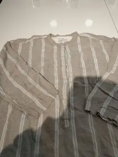 MUJI 無印良品ストライプ柄ロングシャツワンピース L-XL