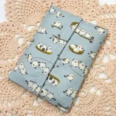 ハンドメイド　ポケットティッシュケース　シマエナガ　ブルー