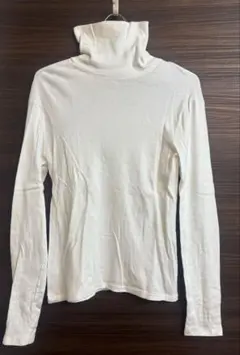 【美品】プチバトー　オフホワイト　白　コットンタートルネックトップス