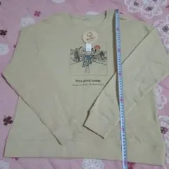 キッズ　男の子　裏起毛付きベージュ イラスト付き トレーナー 160cm