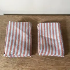 新品 未使用 リネン 生地 リトアニア製 ストライプ キッチンタオル 2枚