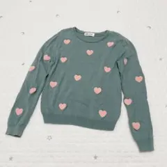 美品　h&m ニット　セーター　　ハート　緑　130 120