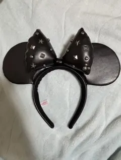 スタッズ付き黒ミニー耳カチューシャ
