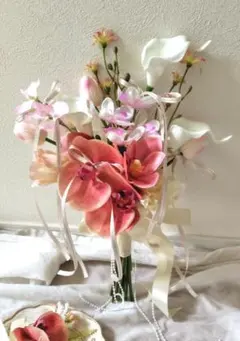 No.2891クラッチブーケアーティフィシャルフラワー造花ピンクバレエコア