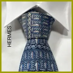 TG3565 HERMES エルメス パターン柄 シルク ネクタイ フランス製