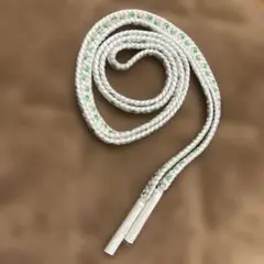 帯締め 白・緑・ピンク 編み込みデザイン