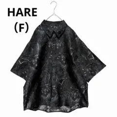 完売品✨【HARE】ハレ ジャガードブラーフラワーシャツ オーバーサイズ F 黒のサムネイル