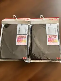 2枚　HEATTECH VネックT（半袖） 3XL ブラック