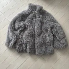 NICE CLAUP グレー ファーコート