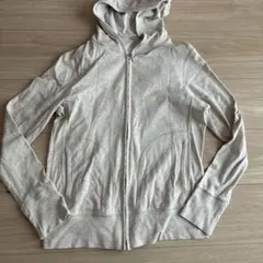 ライトベージュ　フルジップ フード付きパーカー　UNIQLO