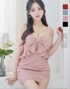 Jewels ラメリボンキャミソールドレス ピンク S