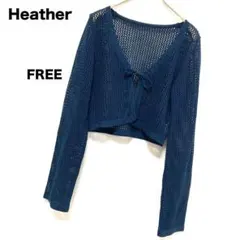 Heather☆メッシュクロップドカーディガン☆トップス☆長袖☆ボレロ☆ネイビー