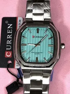 未使用　メンズ　腕時計　CURREN ターコイズブルー　稼働　新品電池
