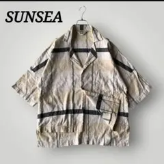 希少 SUNSEA サンシー リネン シルク混 半袖 開襟 シャツ チェックのサムネイル