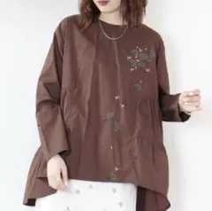 Emago EMAGO 花刺繍ティアードチュニック シャツ　ブラウス