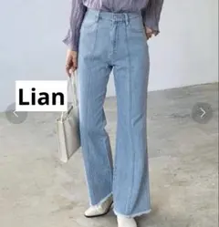 Lian リアン デニム ヘビーツイル フリンジフレアパンツ ライトブルーのサムネイル