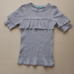 Lindsay フリル付きストライプTシャツ L 160 ナルミヤのサムネイル