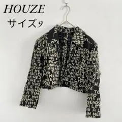HOUZE 英字プリントジャケット サイズ9【M相当】長袖 丈ショート 黒のサムネイル