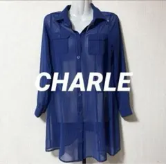 シャルレ セレクトシャツ シアーシャツ ブラウス シアートップス S M ブルー