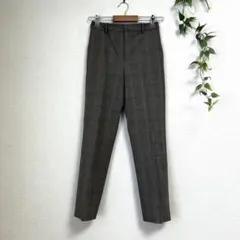 美品 ユニクロ スマートアンクルパンツ S グレンチェック テーパード 2way