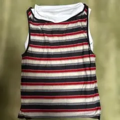コムサデモード　ストライプ Vネック タンクトップ