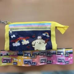 Sanrio ポムポムプリン デニムペンケース風ポーチキーホルダー