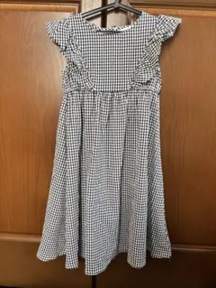 ギンガムチェック フリル袖ワンピース 130