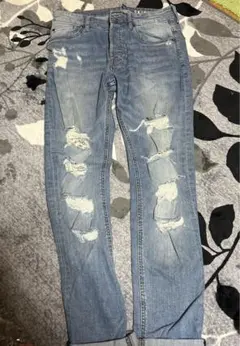 スキニー　H&M メンズ　ジーンズ　ジーパン　デニム　ダメージ