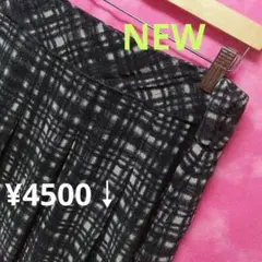 ☘️98点XLアンタイトル　ひざ丈スカート　黒グレー　¥4500↓
