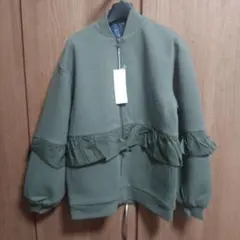 フリル付きジップアップスウェットジャケット