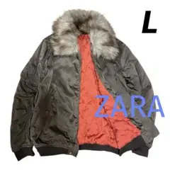 ザラ　ma-1 ミリタリー　ファー襟付きボンバージャケット　ミリタリーブルゾンL