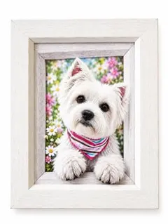 「飛び出すウェスティー　AIデジタルアート　額装　犬　インテリア　No.1」