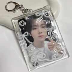 B8 トレカケース デコ キーホルダー 韓国風 リボン レジン ハンドメイド