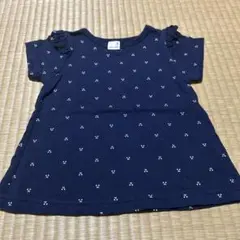 petit main 100cm ネイビー さくらんぼプリント 半袖Tシャツ