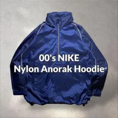00s NIKEナイロンジャケット刺繍ロゴアノラックドローコードY2Kテック