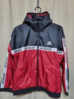 adidas フード付きジャケット 150サイズ 黒/赤
