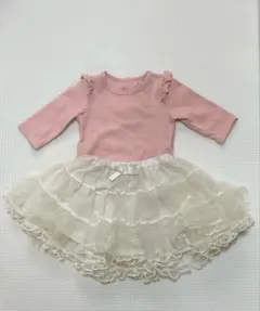 【新品・未使用】プティマイン 80cm ピンク 長袖ロンパーススカート セット